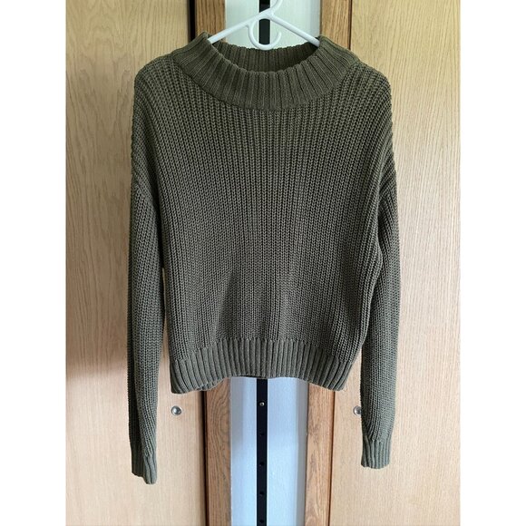 H&M Sweaters - EUC H&M Divided Womens Olive Green Knit Sweater Size L 50% Cotton 50% Acrylic